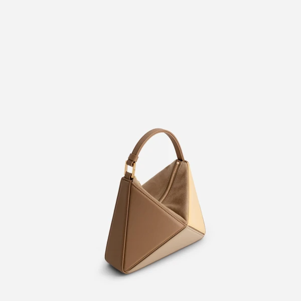 Mlouye Mini Flex Bag - Buttermilk Bag a Architectural Leather Handbag in Brown at Coveti Luxury