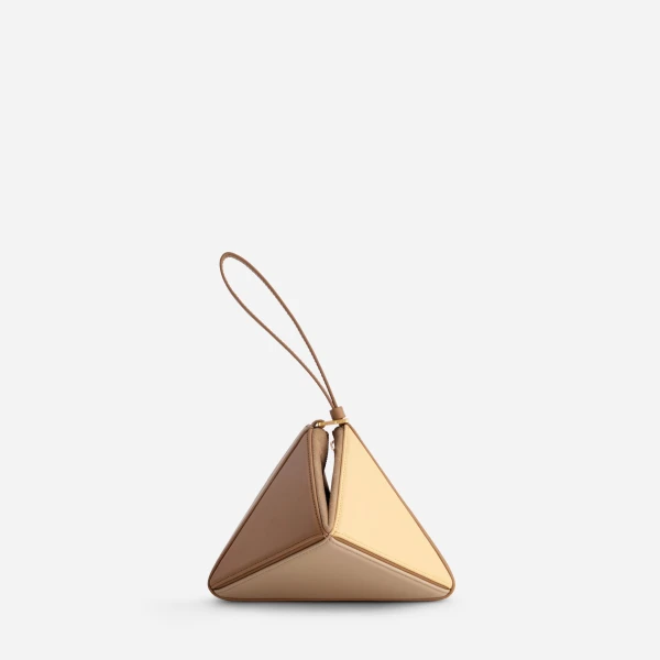 Mlouye Mini Flex Bag - Buttermilk Bag a Architectural Leather Handbag in Brown at Coveti Luxury
