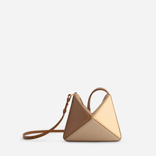 Mlouye Mini Flex Bag - Buttermilk Bag a Architectural Leather Handbag in Brown at Coveti Luxury
