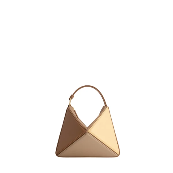 Mlouye Mini Flex Bag - Buttermilk Bag a Architectural Leather Handbag in Brown at Coveti Luxury