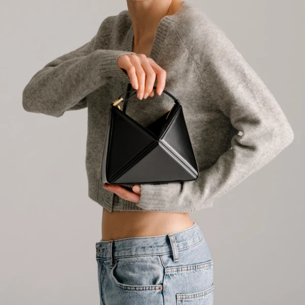 Mlouye Mini Flex Bag - Ocean Bag a Architectural Leather Handbag in Blue at Coveti Luxury