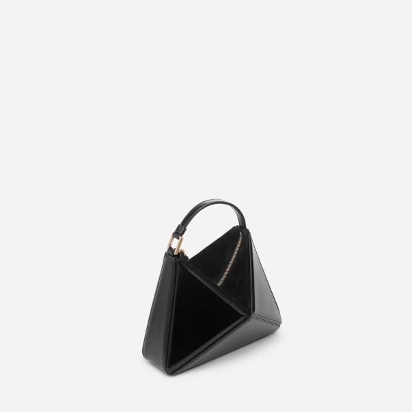 Mlouye Mini Flex Bag - Carbon Bag a Architectural Leather Handbag in Black at Coveti Luxury