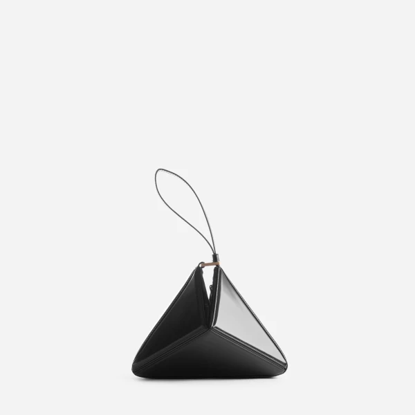 Mlouye Mini Flex Bag - Carbon Bag a Architectural Leather Handbag in Black at Coveti Luxury