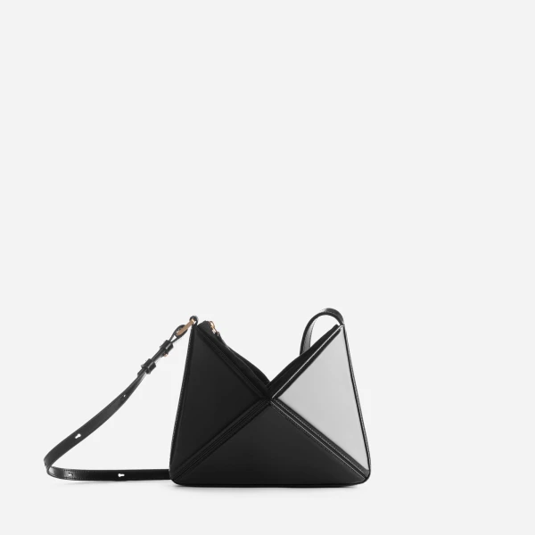 Mlouye Mini Flex Bag - Carbon Bag a Architectural Leather Handbag in Black at Coveti Luxury