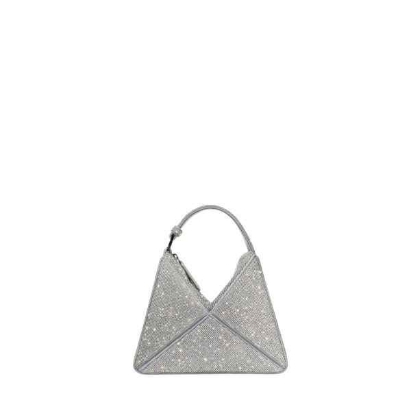 Mlouye Mini Flex Bag - Crystal Bag a Architectural Leather Handbag in Silver at Coveti Luxury