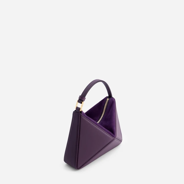Mlouye Mini Flex Bag - Dark Grapes Bag a Architectural Leather Handbag in Brown at Coveti Luxury