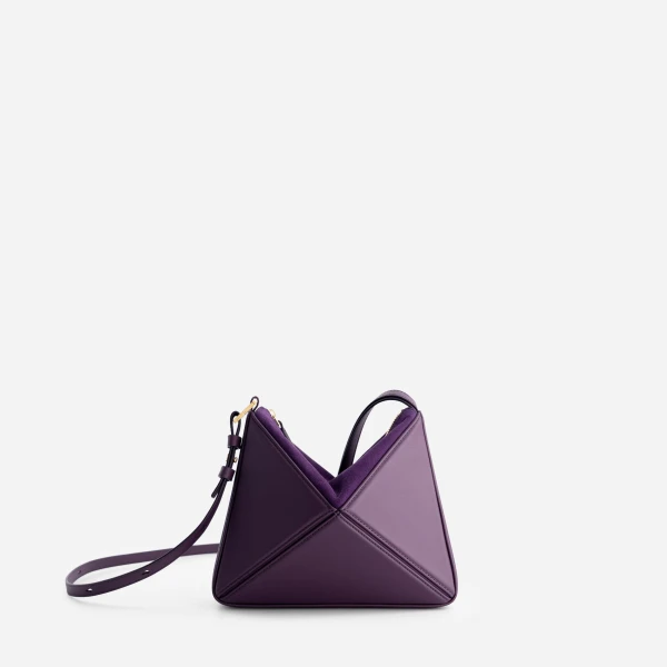 Mlouye Mini Flex Bag - Dark Grapes Bag a Architectural Leather Handbag in Brown at Coveti Luxury