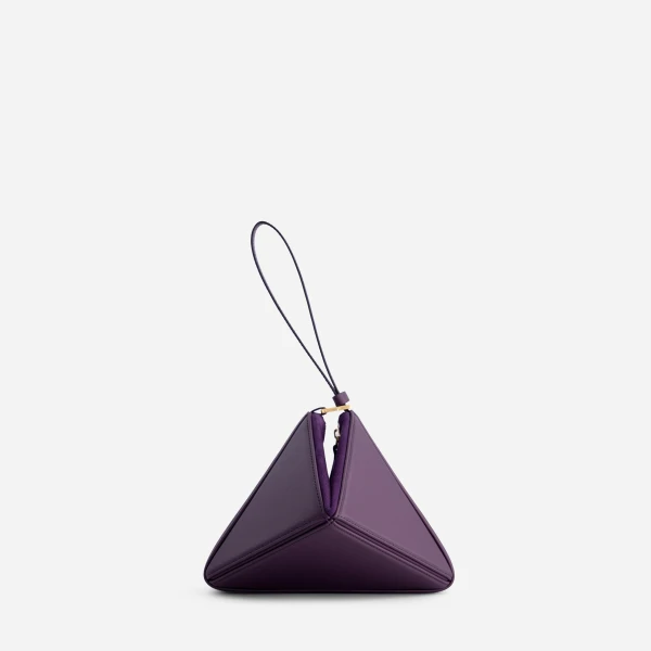 Mlouye Mini Flex Bag - Dark Grapes Bag a Architectural Leather Handbag in Brown at Coveti Luxury