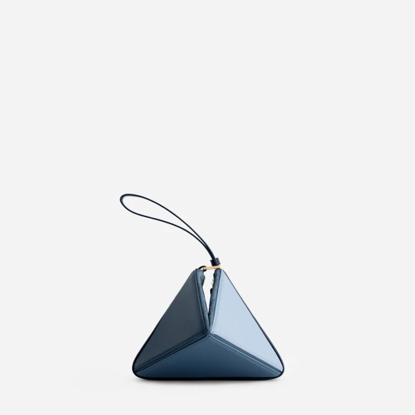 Mlouye Mini Flex Bag - Denim Bag a Architectural Leather Handbag in Blue at Coveti Luxury
