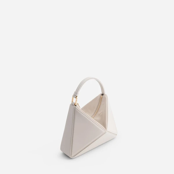 Mlouye Mini Flex Bag - Dove Bag a Architectural Leather Handbag in White at Coveti Luxury