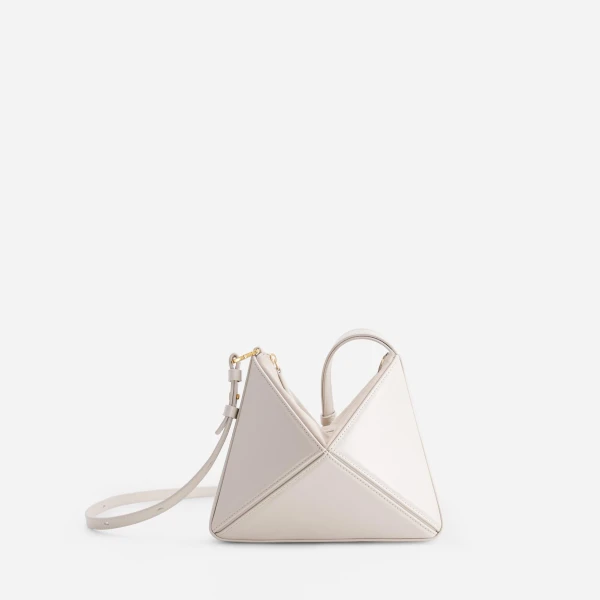 Mlouye Mini Flex Bag - Dove Bag a Architectural Leather Handbag in White at Coveti Luxury