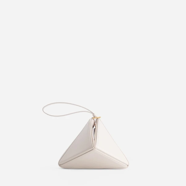 Mlouye Mini Flex Bag - Dove Bag a Architectural Leather Handbag in White at Coveti Luxury