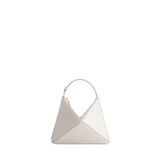 Mlouye Mini Flex Bag - Dove Bag a Architectural Leather Handbag in White at Coveti Luxury