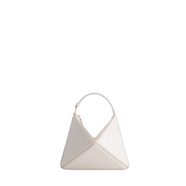 Mlouye Mini Flex Bag - Dove Bag a Architectural Leather Handbag in White at Coveti Luxury