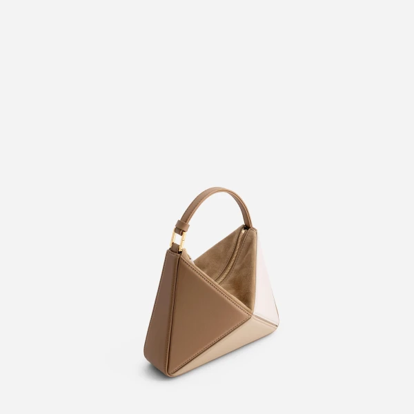 Mlouye Mini Flex Bag - Milky Bag a Architectural Leather Handbag in Brown at Coveti Luxury