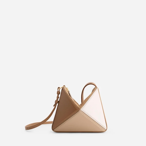 Mlouye Mini Flex Bag - Milky Bag a Architectural Leather Handbag in Brown at Coveti Luxury