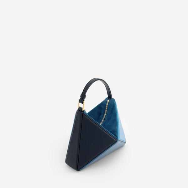 Mlouye Mini Flex Bag - Ocean Bag a Architectural Leather Handbag in Blue at Coveti Luxury