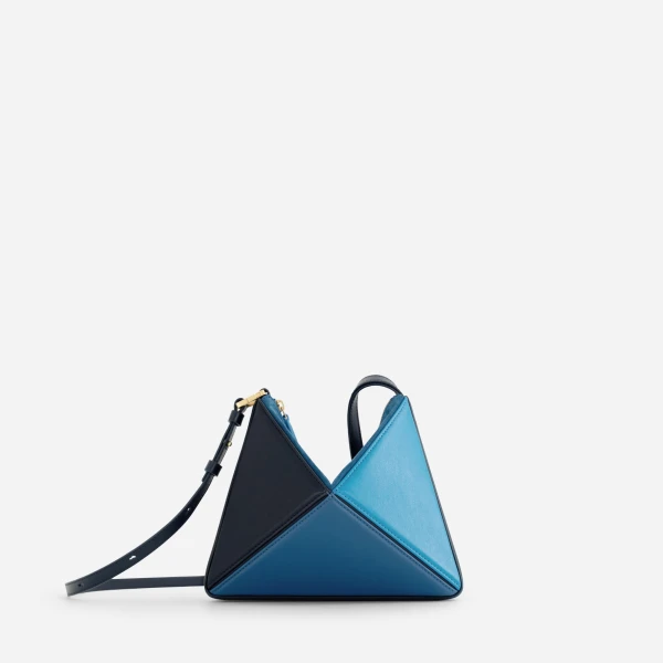 Mlouye Mini Flex Bag - Ocean Bag a Architectural Leather Handbag in Blue at Coveti Luxury