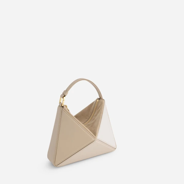 Mlouye Mini Flex Bag - Vanilla Bag a Architectural Leather Handbag in Beige at Coveti Luxury
