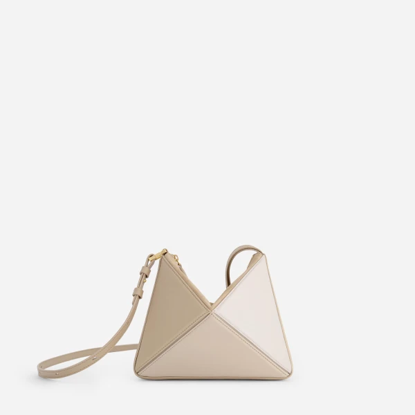 Mlouye Mini Flex Bag - Vanilla Bag a Architectural Leather Handbag in Beige at Coveti Luxury