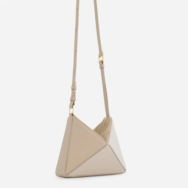 Mlouye Mini Flex Bag - Vanilla Bag a Architectural Leather Handbag in Beige at Coveti Luxury