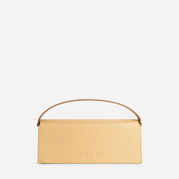 Mlouye Naomi Baguette - Buttermilk Bag a Architectural Leather Handbag in Brown at Coveti Luxury
