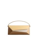 Mlouye Naomi Baguette - Buttermilk Bag a Architectural Leather Handbag in Brown at Coveti Luxury