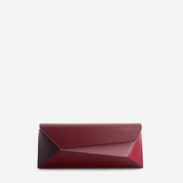 Mlouye Naomi Baguette - Cranberry Bag a Architectural Leather Handbag in Red at Coveti Luxury