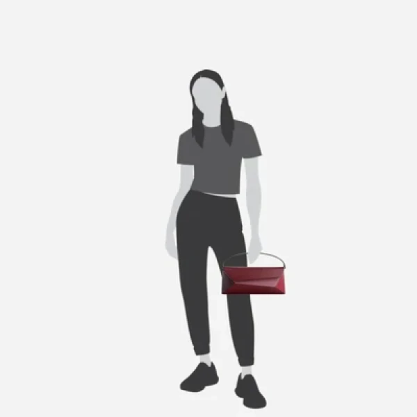 Mlouye Naomi Baguette - Cranberry Bag a Architectural Leather Handbag in Red at Coveti Luxury