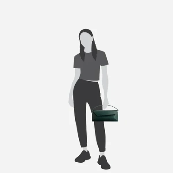 Mlouye Naomi Baguette - Duck Green Bag a Architectural Leather Handbag in Green at Coveti Luxury