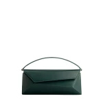 Mlouye Naomi Baguette - Duck Green Bag a Architectural Leather Handbag in Green at Coveti Luxury