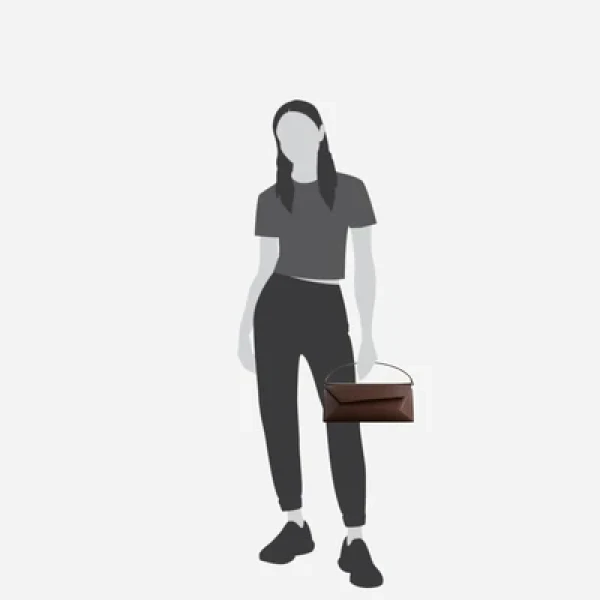 Mlouye Naomi Baguette - Espresso Bag a Architectural Leather Handbag in Brown at Coveti Luxury