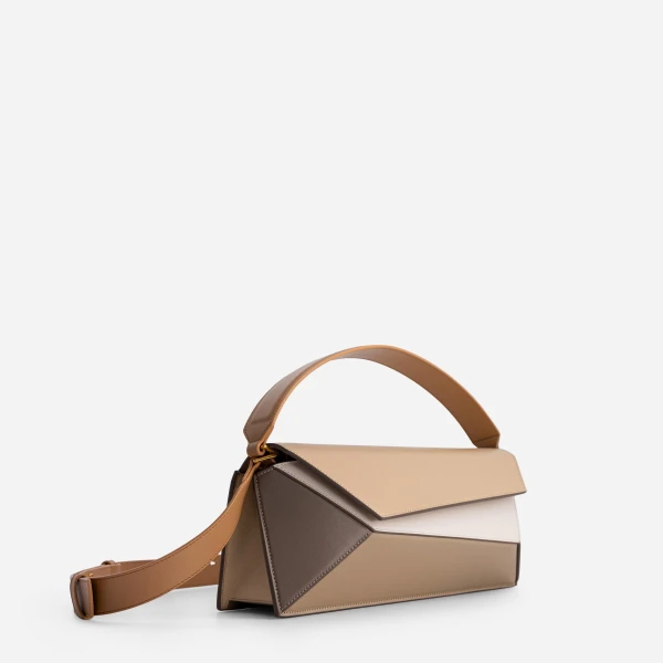 Mlouye Naomi Baguette - Milky Bag a Architectural Leather Handbag in Brown at Coveti Luxury