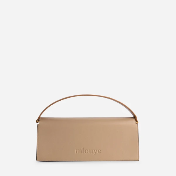 Mlouye Naomi Baguette - Milky Bag a Architectural Leather Handbag in Brown at Coveti Luxury