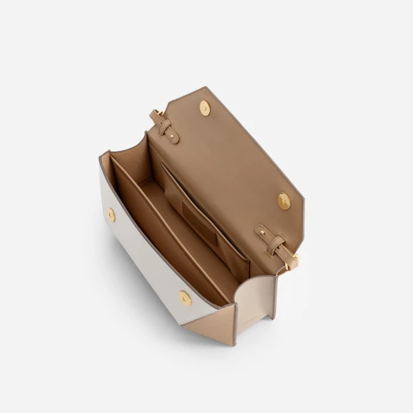 Mlouye Naomi Baguette - Milky Bag a Architectural Leather Handbag in Brown at Coveti Luxury