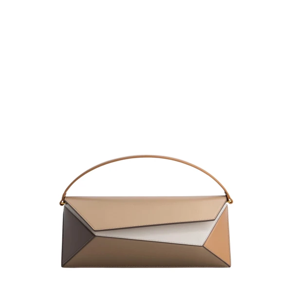 Mlouye Naomi Baguette - Milky Bag a Architectural Leather Handbag in Brown at Coveti Luxury