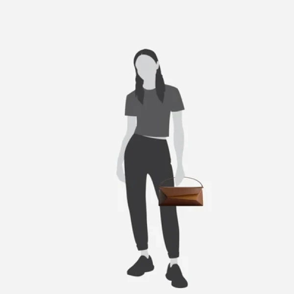 Mlouye Naomi Baguette - Praline Bag a Architectural Leather Handbag in Brown at Coveti Luxury