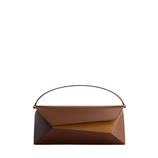 Mlouye Naomi Baguette - Praline Bag a Architectural Leather Handbag in Brown at Coveti Luxury
