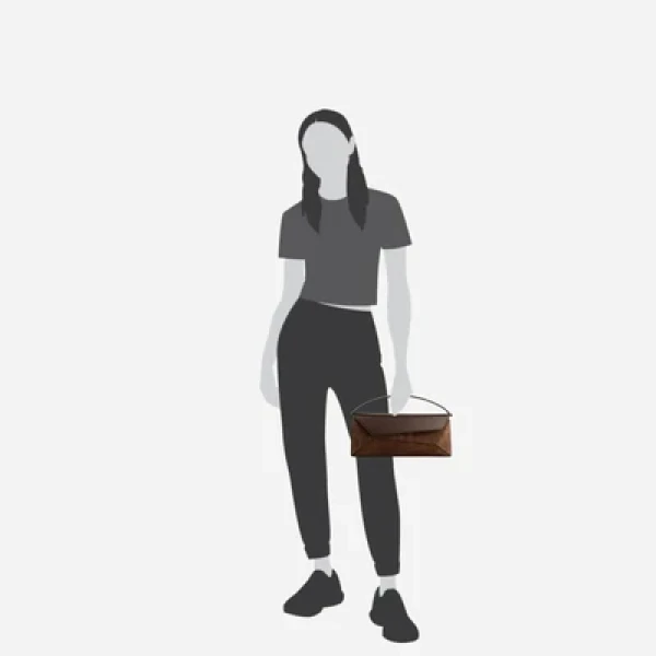 Mlouye Naomi Baguette - Suede Espresso Bag a Architectural Leather Handbag in Brown at Coveti Luxury