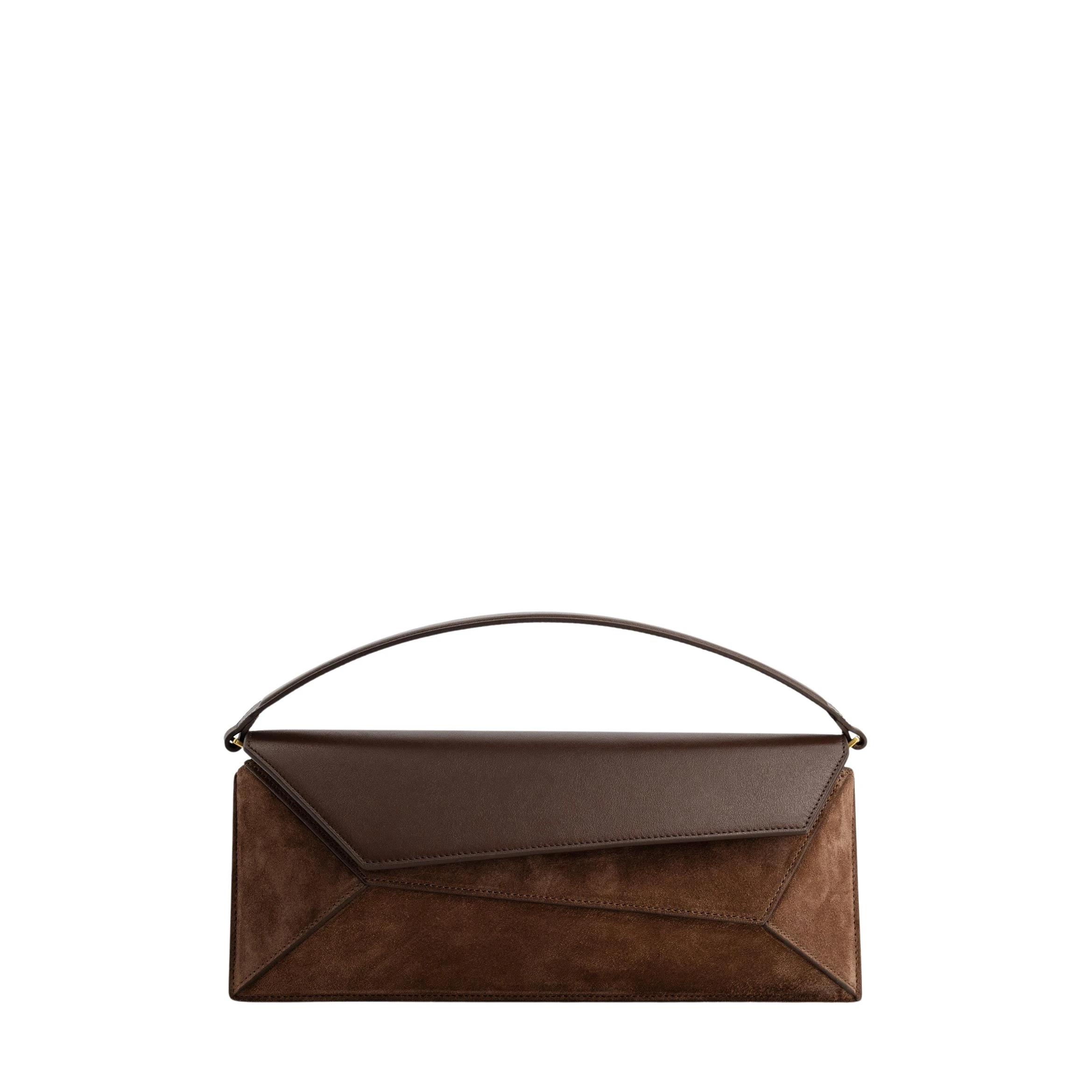 mlouye-Naomi-Baguette-Suede-Espresso-Bags59729_nobg Mlouye Naomi Baguette - Suede Espresso Bag a Architectural Leather Handbag in Brown at Coveti Luxury