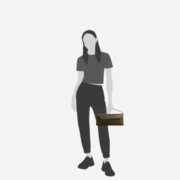 Mlouye Naomi Baguette - Suede Moss Bag a Architectural Leather Handbag in Brown at Coveti Luxury