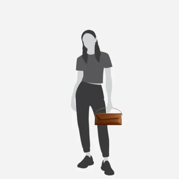 Mlouye Naomi Baguette - Tan Bag a Architectural Leather Handbag in Brown at Coveti Luxury
