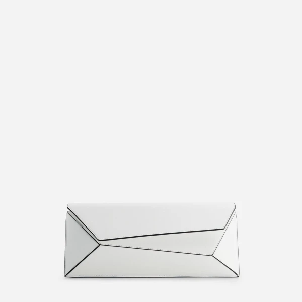 Mlouye Naomi Baguette - White Bag a Architectural Leather Handbag in Ivory at Coveti Luxury