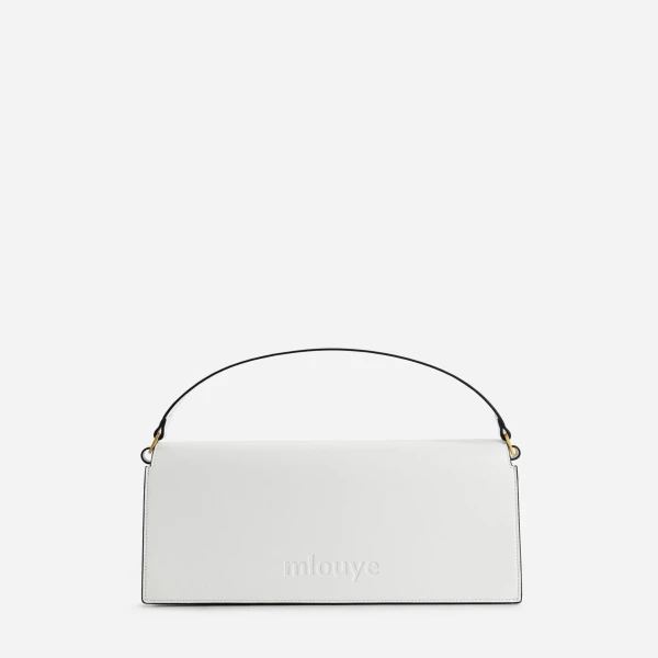 Mlouye Naomi Baguette - White Bag a Architectural Leather Handbag in Ivory at Coveti Luxury