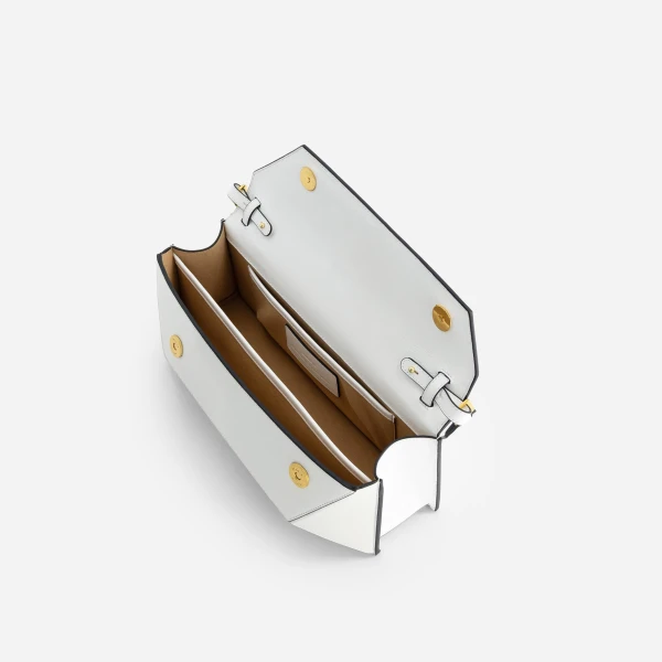 Mlouye Naomi Baguette - White Bag a Architectural Leather Handbag in Ivory at Coveti Luxury