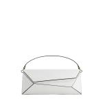 Mlouye Naomi Baguette - White Bag a Architectural Leather Handbag in Ivory at Coveti Luxury