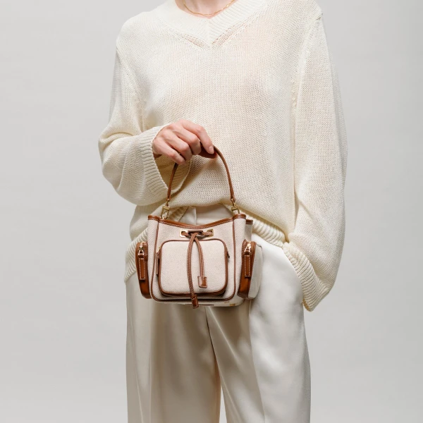 Mlouye Quad - Suede Khaki Bag a Architectural Leather Handbag in Green at Coveti Luxury