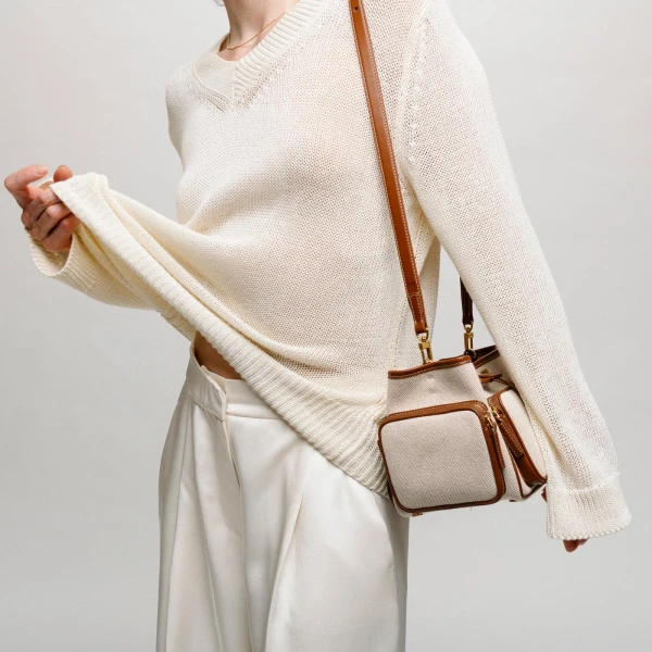Mlouye Quad - Suede Khaki Bag a Architectural Leather Handbag in Green at Coveti Luxury