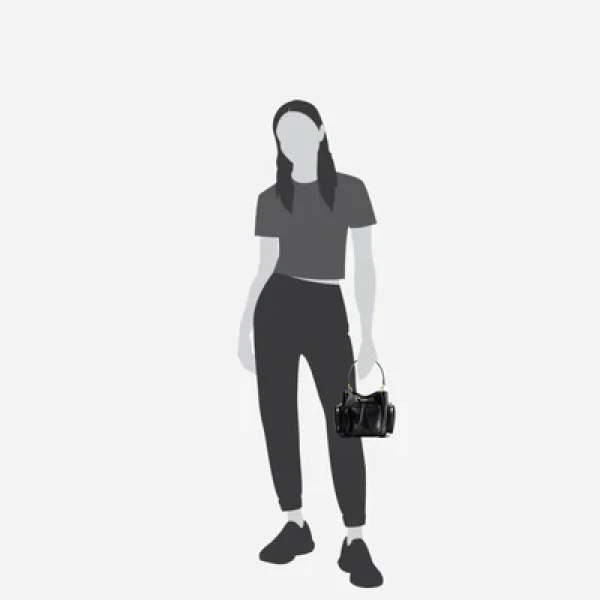 Mlouye Quad - Crinkled Black Bag a Architectural Leather Handbag in Black at Coveti Luxury