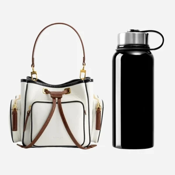 Mlouye Quad - Crinkled White Bag a Architectural Leather Handbag in White at Coveti Luxury